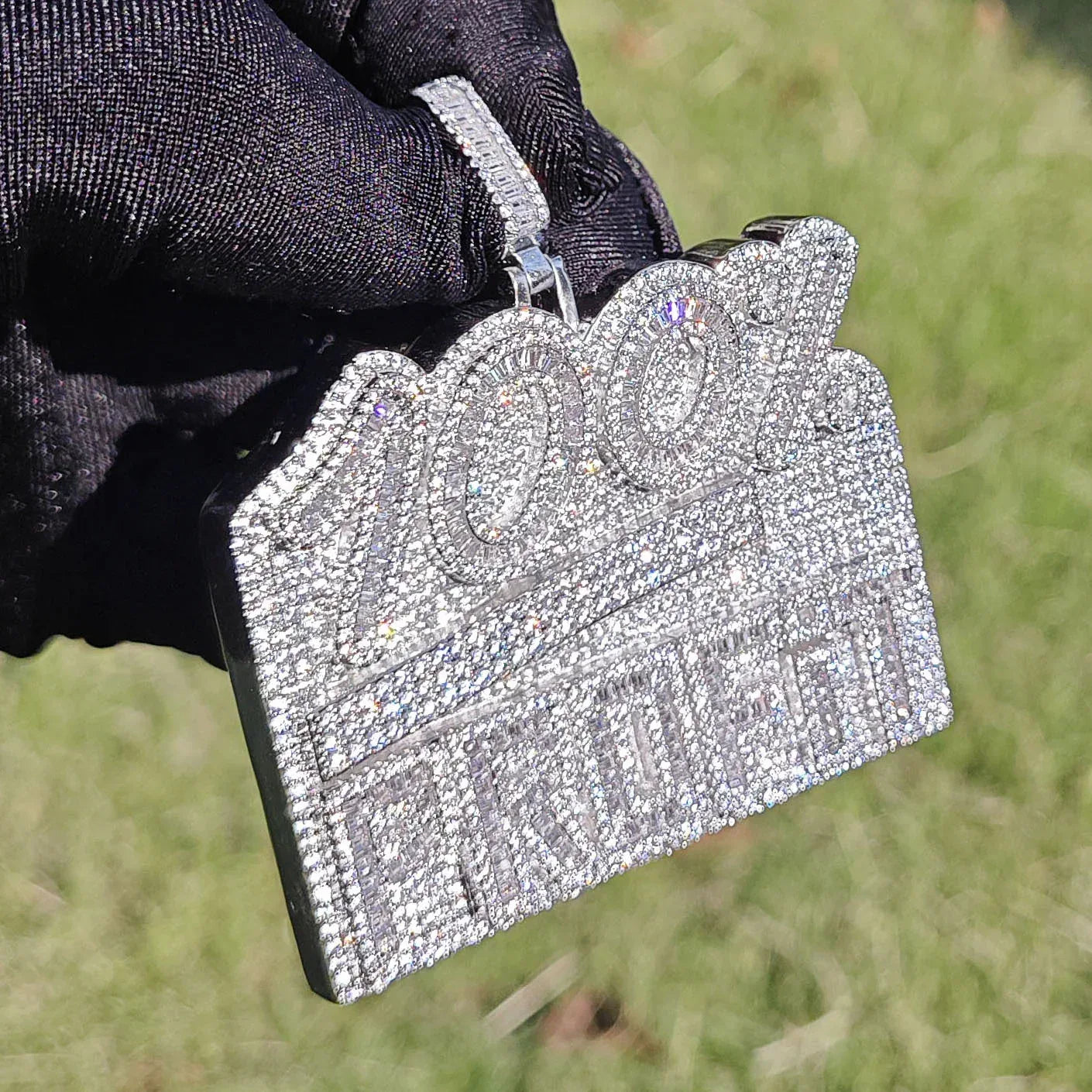 Iced Out 100% Letter Pendant Necklace – Hip Hop CZ Streetwear Jewelry - CaratixJewelry